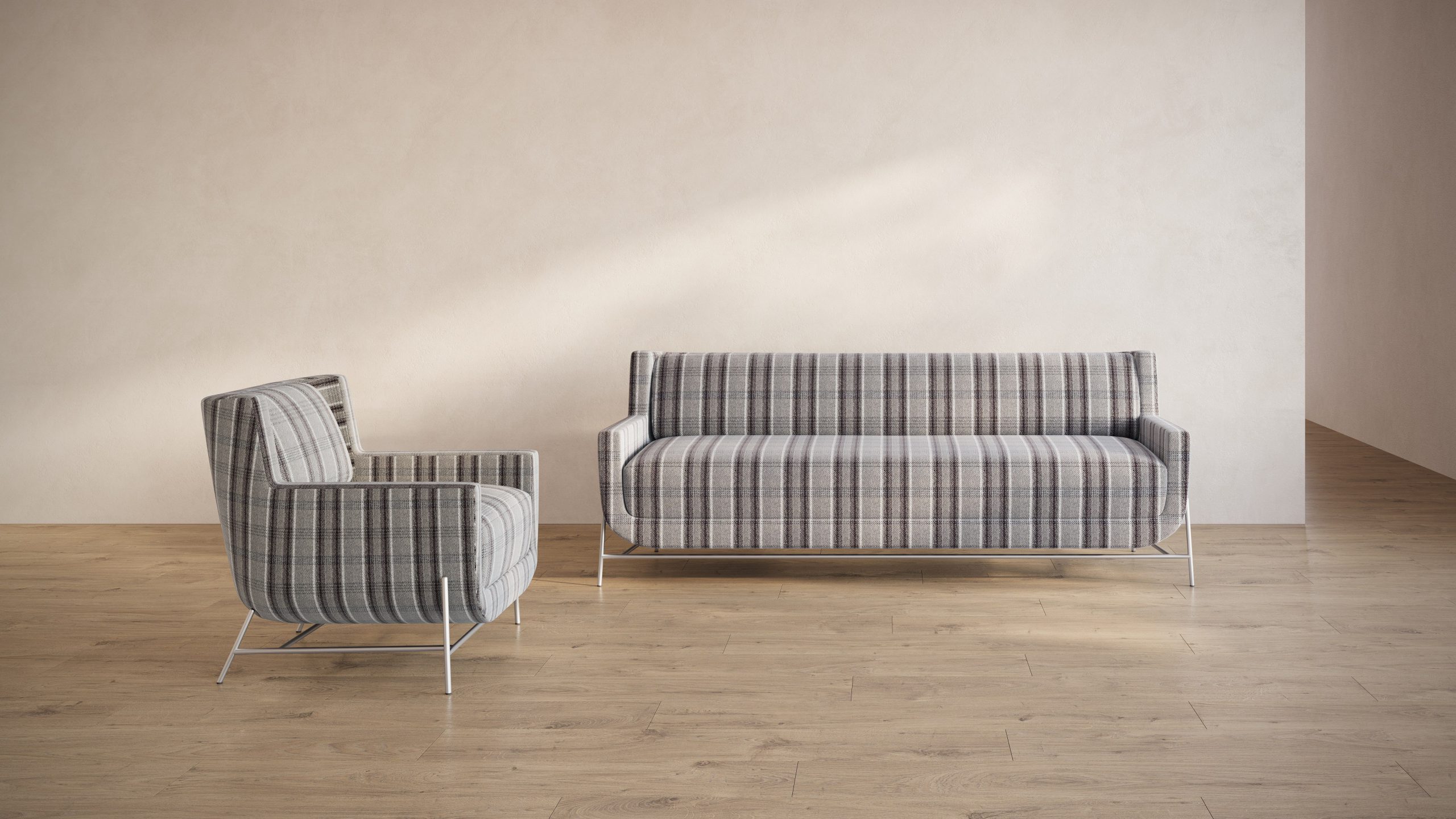 Brown Checkered Sofa Texture