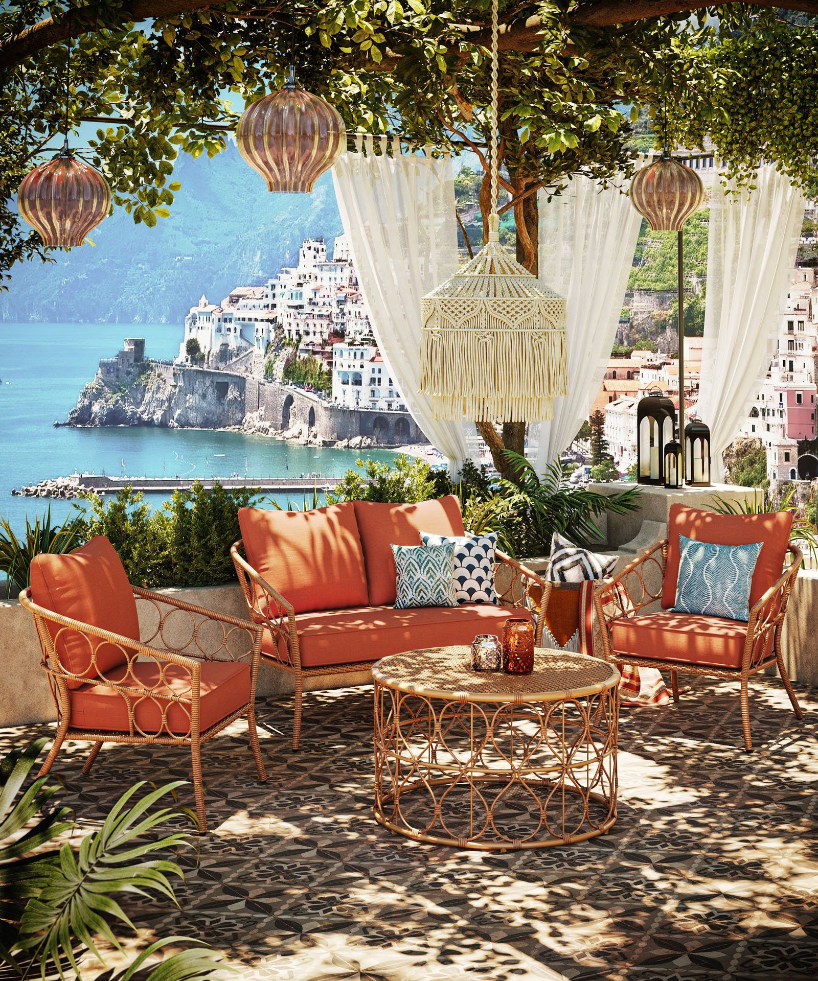 Top-notch 3D furniture visualization showcasing a realistic outdoor scene with detailed furniture rendering and photorealistic CGI.