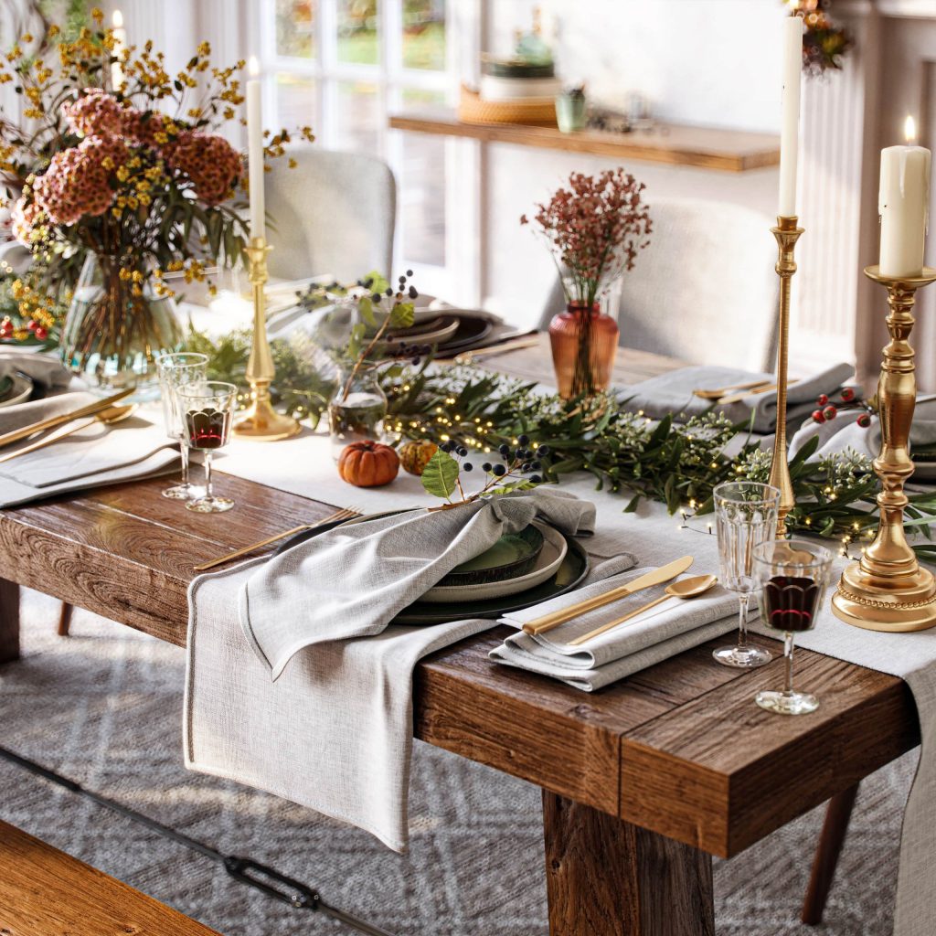 Photorealistic 3D Interior Visualization of a Dining Table Setting