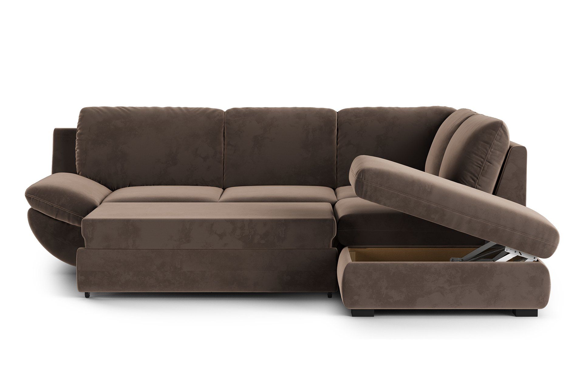 Photoreal 3D rendered image of a stylish sofa on a white background