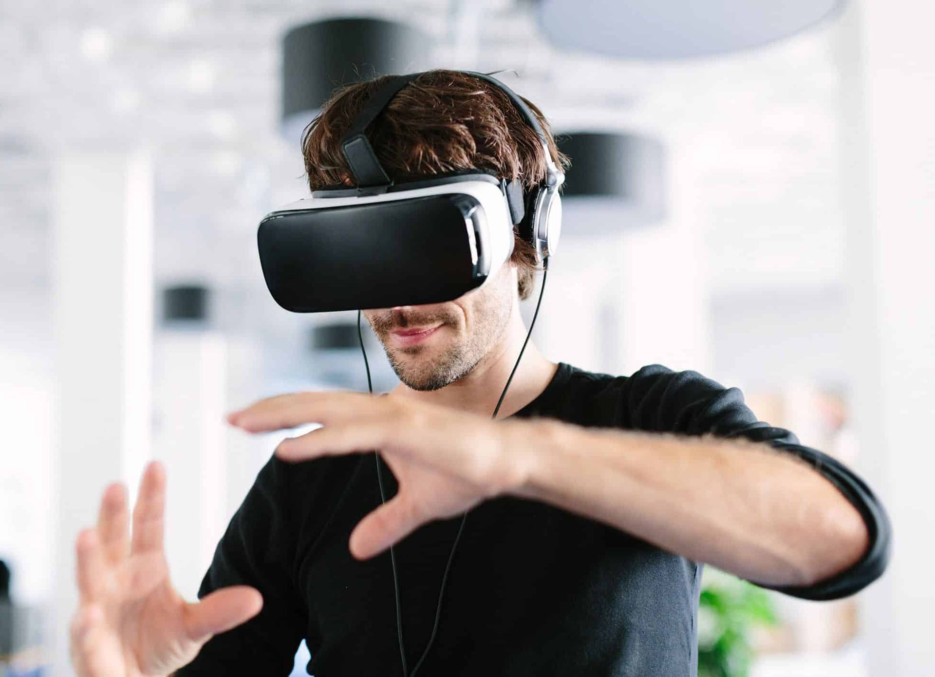 A Guy Testing VR Shopping Technology