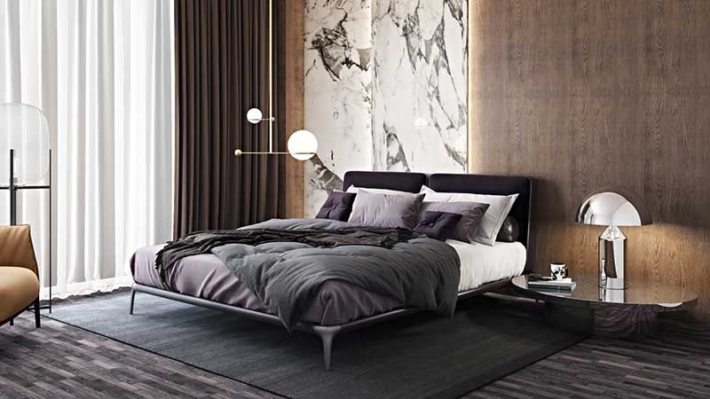 A Product Promo for a Bed and Bedside Tables
