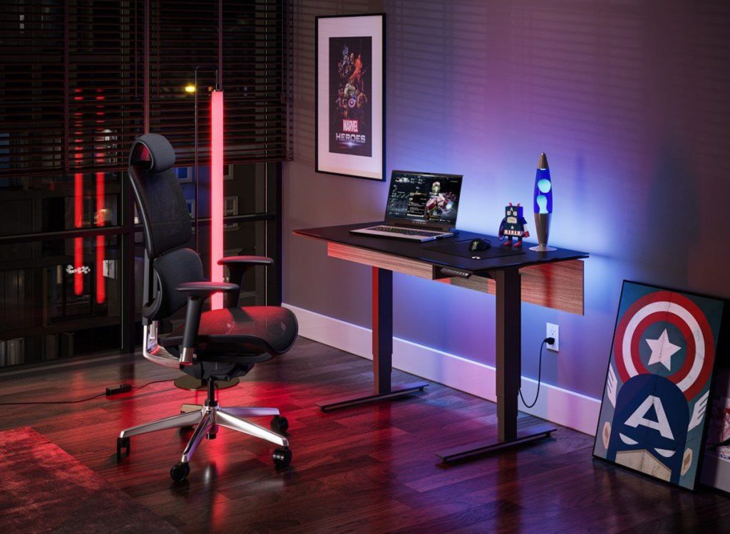 3D Interior Visualization of Modern Workspace with Furniture Rendering