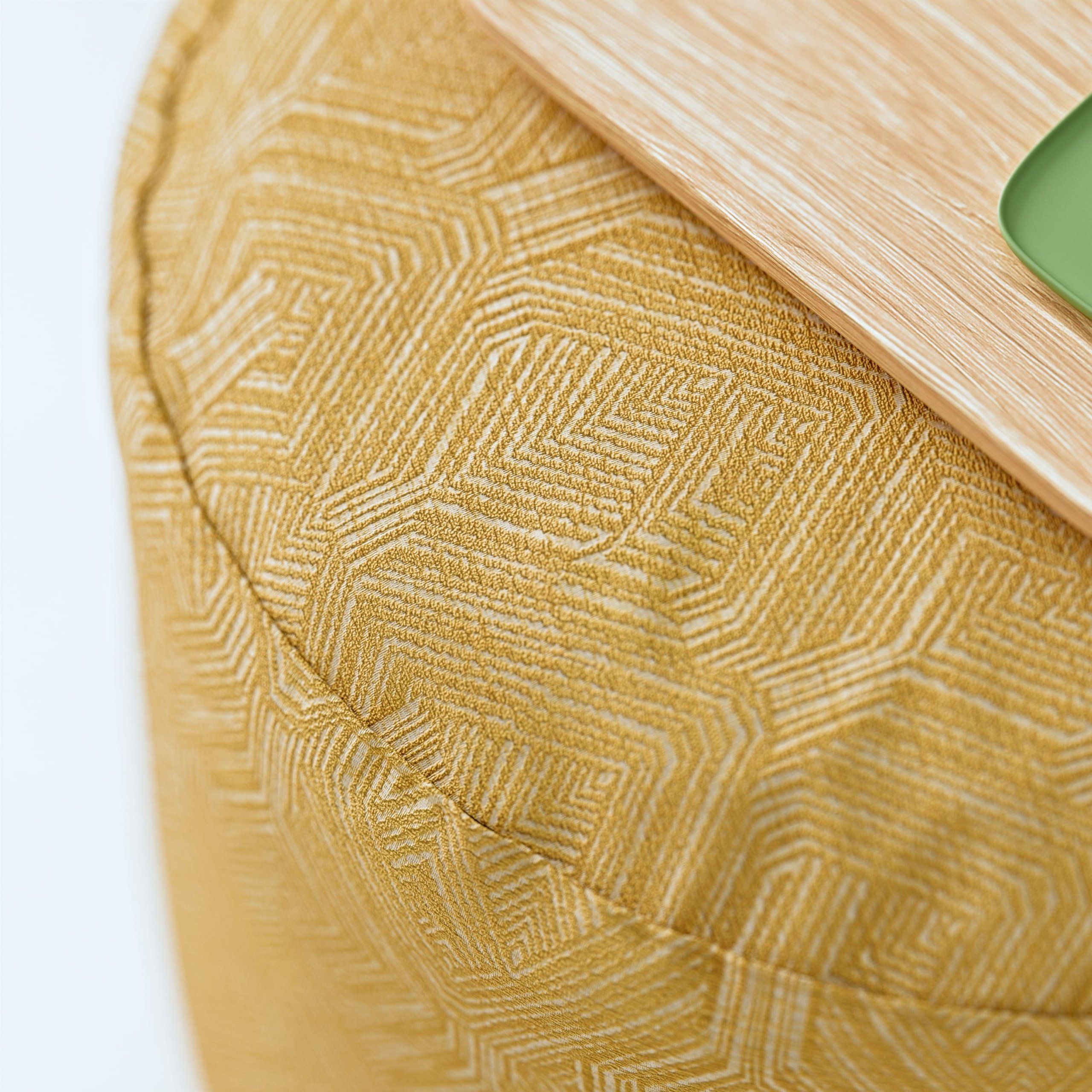 Close-up 3D Rendering of an Upholstered Ottoman on a White Background
